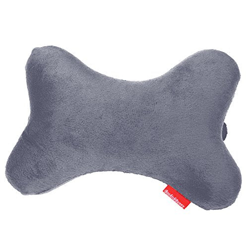  Bookishbunny Dog Bone Shaped Travel Neck Pillows Memory Foam Car Bus Truck Driving Comfort Head Rest Support (Gray)