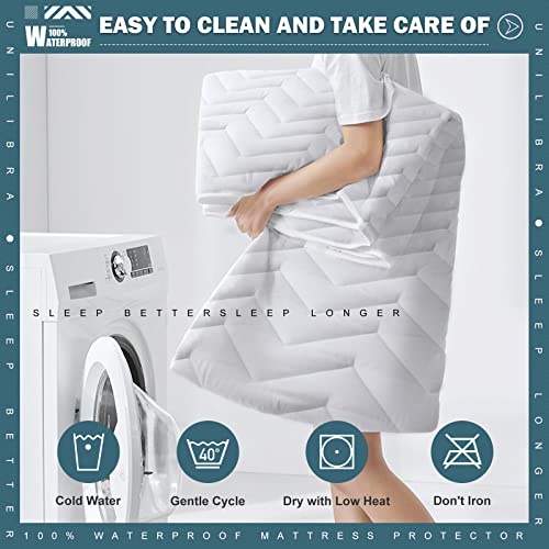  Queen Size Waterproof Mattress Protector Quilted, Breathable Ultra-Soft Filling Mattress Pad, Fitted Deep Pocket Mattress Cover Fits 6''-25'' Mattress