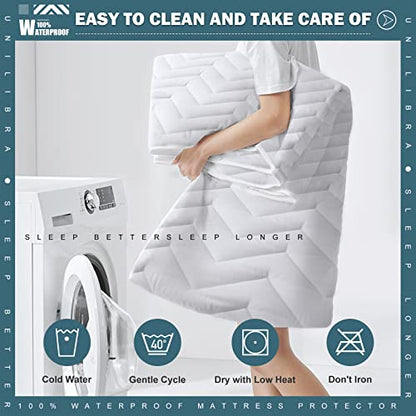  Queen Size Waterproof Mattress Protector Quilted, Breathable Ultra-Soft Filling Mattress Pad, Fitted Deep Pocket Mattress Cover Fits 6''-25'' Mattress