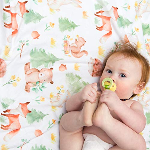  Honey Lemonade - Premium Soft Plush Lightweight Minky Dot Toddler Baby Newborn Blanket 30"x40" (Forest Friends Green)