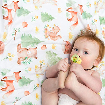  Honey Lemonade - Premium Soft Plush Lightweight Minky Dot Toddler Baby Newborn Blanket 30"x40" (Forest Friends Green)