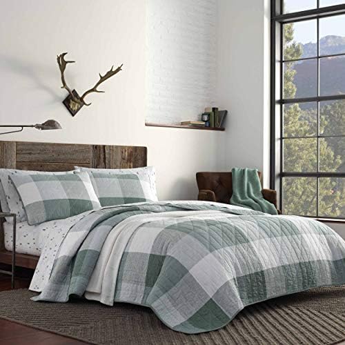 Eddie Bauer Home | Boulder Collection | Quilt Set - 100% Cotton, Reversible, Medium Weight Bedding With Matching Shams, Pre-Washed For Added Softness, Daybed, Green