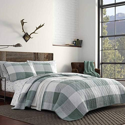 Eddie Bauer Home | Boulder Collection | Quilt Set - 100% Cotton, Reversible, Medium Weight Bedding With Matching Shams, Pre-Washed For Added Softness, Daybed, Green