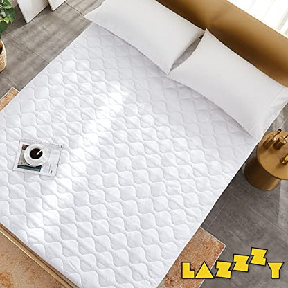  Mattress Protector 100% Waterproof King Size Quilted Fitted Cooling Mattress Pad Stretches Up To 18 Inches Breathable Noiseless Deep Pocket Soft Filling Mattress Topper Bed Cover Vinyl Free