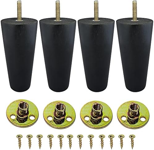  Wood Furniture Legs - Round Tapered Dark Brown - 5 Inches