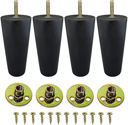  Wood Furniture Legs - Round Tapered Dark Brown - 5 Inches