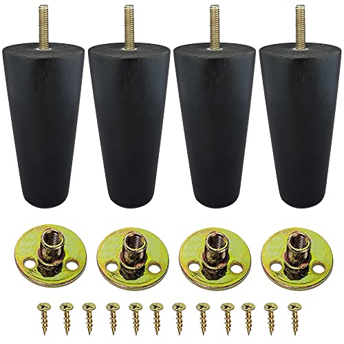  Wood Furniture Legs - Round Tapered Dark Brown - 5 Inches
