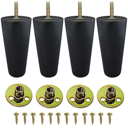 Wood Furniture Legs - Round Tapered Dark Brown - 5 Inches