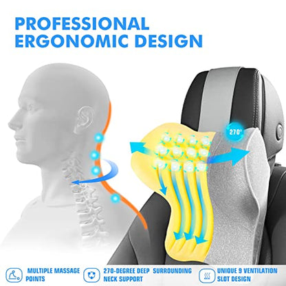  TKLoop Car Neck Support Pillow For Neck Pain Relief When Driving,Headrest Pillow For Car Seat With Soft Memory Foam(Grey)