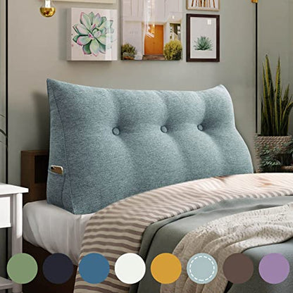  WOWMAX Large Bolster Triangular Headboard Pillow Twin Dorm Headboard Twin XL Bed Wedge Pillow For Headboard Bolster Pillow For Bed With Removable Cover, Gray Polyester Linen Blend Twin