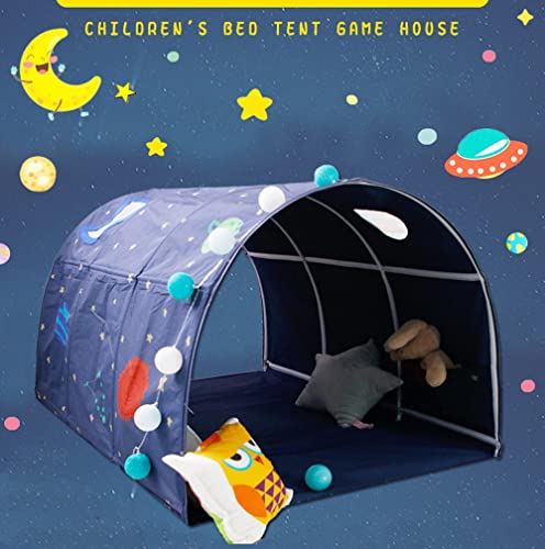  Children's Cabin Bed Tunnel Tent For 90-100cm In Width Loft Bed Bunk Tent,Fabric, Blue, Single