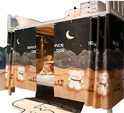  Qubanda Dorm Home Bunk Nets Bed Curtains Cloth Bed Canopy Blackout Students Curtain Shading Nets Breathable Dustproof Single Sleeper