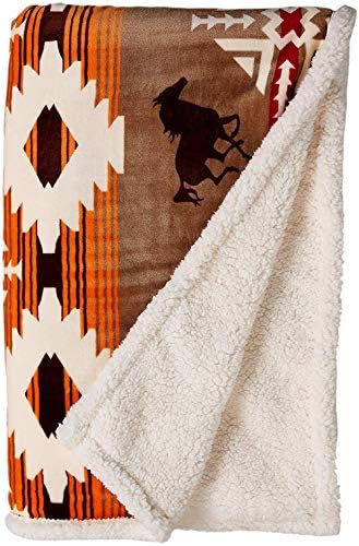  Wrangler Stars & Stripes USA American Flag Sherpa Fleece 54x68 Throw Blanket, 54" X 68", White