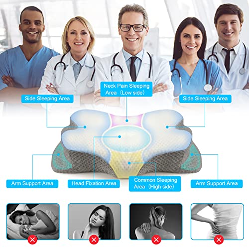  NPET Cervical Pillow For Neck Pain Relief, Hollow Design Ergonomic Memory Foam Pillow With Skin-Friendly Pillowcase, Adjustable Cervical Support For A Restful Night's Sleep