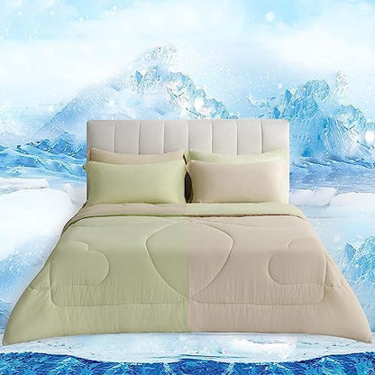  AIKOFUL Cooling Summer Blanket,Lightweight Cooling Comforter For Hot Sleepers And Night Sweats,Reversible Cooling Quilt,Breathable Lyocell™ Blended Fabric,Machine Washable(Aqua/Light Gray,60”x90”)