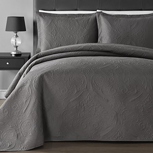  Extra Lightweight And Oversized Thermal Pressing Floral 3-Piece Coverlet Set (Full/Queen, Plum)