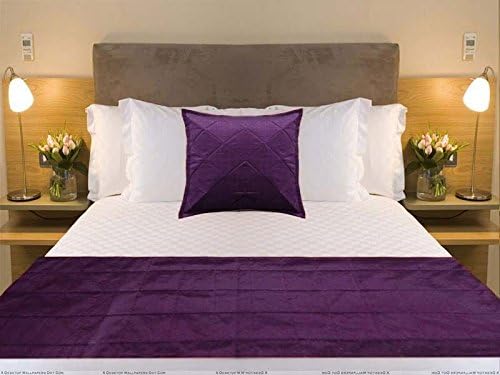  Quilted Bed Runner - Purple Bed Scarf Long Side Runner Throw King/Queen/Twin Size With Decorative Cushion Cover Polyester 20" Wide X 102" Long (50 Cm X 300 Cm)