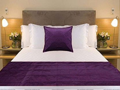  Quilted Bed Runner - Purple Bed Scarf Long Side Runner Throw King/Queen/Twin Size With Decorative Cushion Cover Polyester 20" Wide X 102" Long (50 Cm X 300 Cm)
