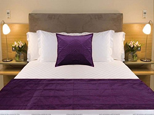  Quilted Bed Runner - Purple Bed Scarf Long Side Runner Throw King/Queen/Twin Size With Decorative Cushion Cover Polyester 20" Wide X 102" Long (50 Cm X 300 Cm)