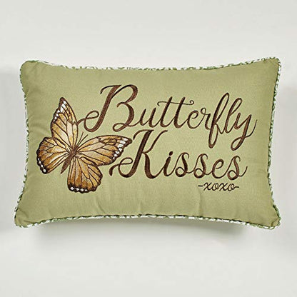  Of Class Butterfly Eden Embroidered Butterfly Kisses On Moss Green Rectangle Pillow 14 X 20 Inches