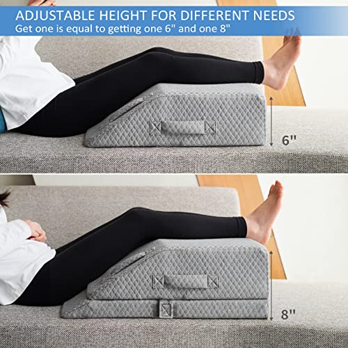  Adjustable Leg Elevation Pillows For Swelling, Cooling Gel Memory Foam Wedge Pillows For After Surgery, Sciatica Back Knee Hip Ankles Pain Relief, Leg Pillows For Sleeping Blood Circulation