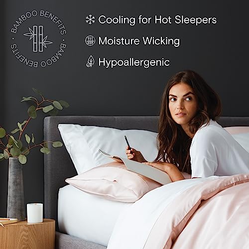  DOZ By SIJO 100% Organic Bamboo Duvet Cover Set, 1 Duvet Cover And 2 Pillowcases, Buttery Soft, Cooling, Eco Friendly, Silky Breathable, Oeko-TEX, High GSM Durable (Snow, King/Cal King)