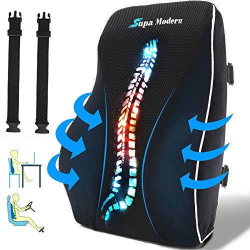  Lumbar Support Pillow For Office Chair And Car Seat Back Support Memory Foam Back Cushion For Lower Back Pain Relief, Lower Back Pillow For Gaming Chair, Desk Chair With 3D Mesh Cover Adjustable Strap