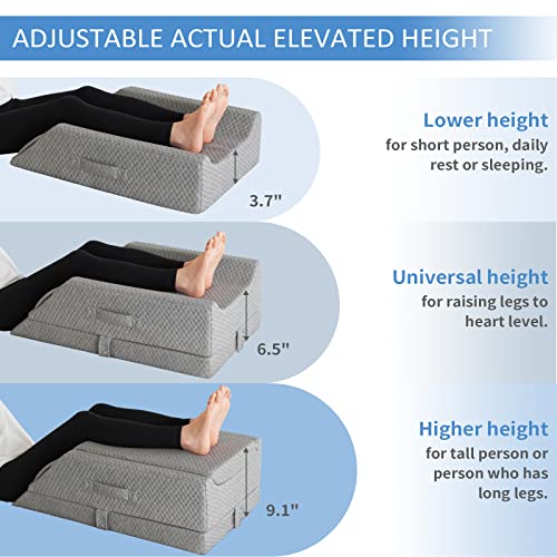  Adjustable Leg Elevation Pillows For Swelling After Surgery, Cooling Memory Foam Leg Wedge Pillow For Blood Circulation, Wedge Pillow For Sleeping, Sciatica Back Knee Hip Ankles Pain Relief