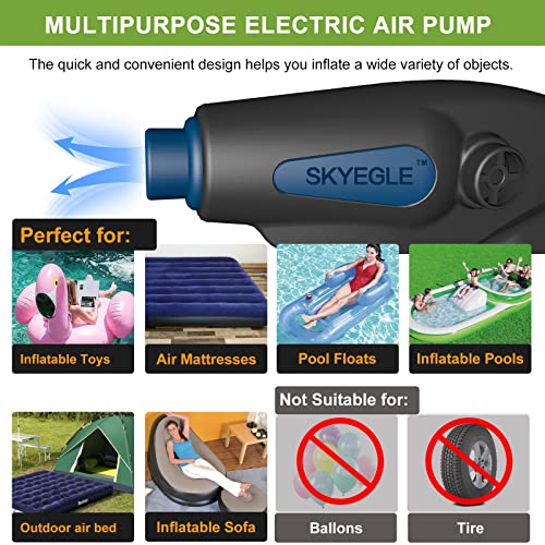  Lectric Air Pump, Air Mattress Portable Pump, Quick-Fill Inflator Deflator With 3 Nozzles, 110-240V/12V DC, 50W, 0.5PSI, Perfect For Outdoor Camping,Air Mattress Pump Air Bed Pool Toy Raft Boat