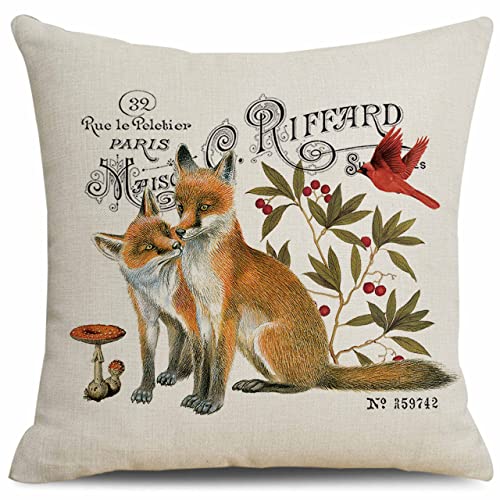  CARROLL Set Of 4 Winter Spring Throw Pillow Cover, Simple Lovely Christmas Animals Pillow Cover, Christmas Decoration Gift Home Decoration Square Sofa Chair Cushion Cover, 18x18 Inch