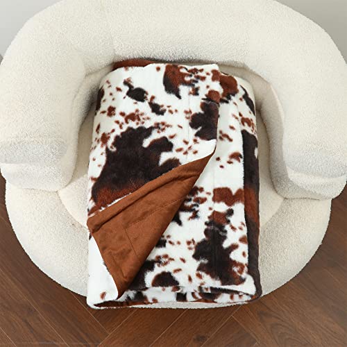  RYNGHIPY Cow Blanket Lightweight Soft Cow Print Sofa Bed Travel Blankets Warm Coffee Cow Throw Blanket For Baby Kids Girls Boys Adults (Coffee, 51''x63'')