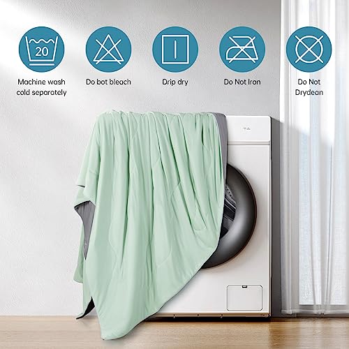 EASELAND Cooling Comforter King, Cold Touch Fabric Absorbs Body Heat, Double-Sided Cool Design Soft Fluffy Cooling Blanket For Night Sweats Hot Sleeper (Green, King(108"x90"))