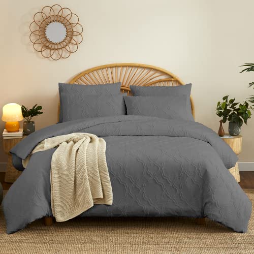  Boho Duvet Cover Queen Duvet Cover Boho - Queen Duvet Cover Set With 1 Comforter Queen Size & 4 Pillowcases, Gray Duvet Cover Queen Set - Boho Duvet Cover Queen Size Duvet Covers - 90x90'', Gray