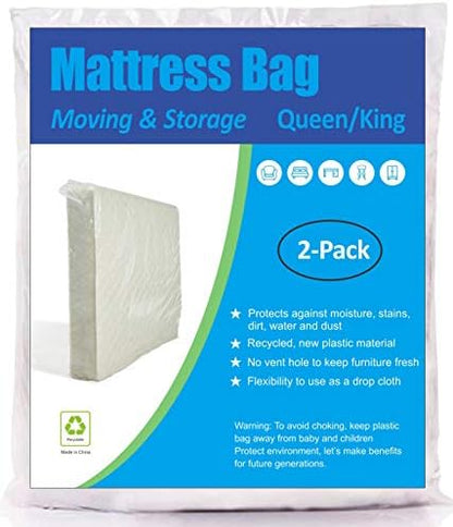  2 Pack Mattress Bag For Moving And Storage, Medium Weight, Fits Queen And King Size Mattress
