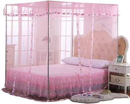  JQWUPUP Twin Canopy Bed Curtains - 4 Corner Canopy For Beds, Bed Canopy For Girls Adults, Bedroom Home Decor (Twin Size, Purple)