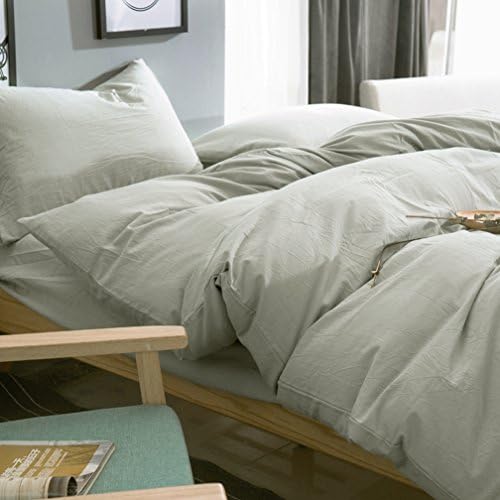  Eikei Washed Cotton Chambray Duvet Cover Solid Color Casual Modern Style Bedding Set Relaxed Soft Feel Natural Wrinkled Look (King, Desert Sand)