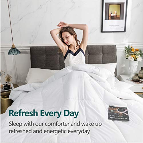  Cozynight Soft Twin XL Size Comforter Duvet Insert-Lightweight Down Alternative Comforter-Fluffy&Breathable Diamond Stitched Reversible White Comforter(68"x92")