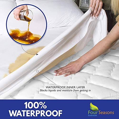  Mattress Protector Twin Size - Zippered Waterproof Mattress Cover - Hypoallergenic Dust Allergen Proof Encasement - Deep Pocket Cotton Terry Top White