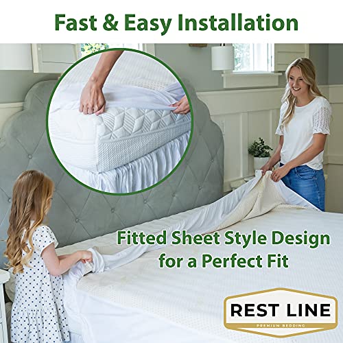  Est LINE 100% Cotton Organic Mattress Protector Queen (60x80in), Organic Cotton Mattress Cover. 100% Waterproof Mattress Protector,Cooling Mattress Cover And Hypoallergenic. Non Zippered