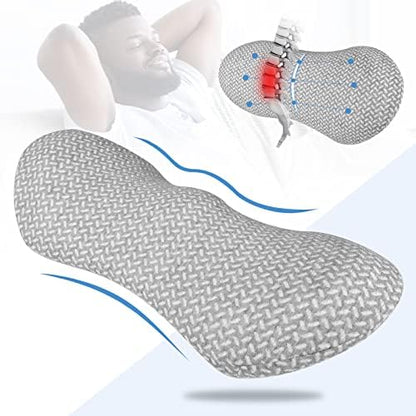  Lumbar Support Pillow - Memory Foam For Low Back Pain Relief, Ergonomic Streamline Car Seat, Office Chair, Recliner And Bed