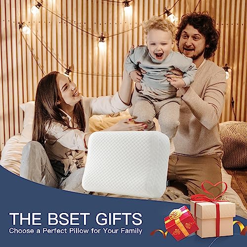  Cooloo8 Memory Foam Pillows, Double-Layer Anti Snoring Pillow, Contour Pillow Queen Size Bed Pillow For Sleeping, CertiPUR-US, White