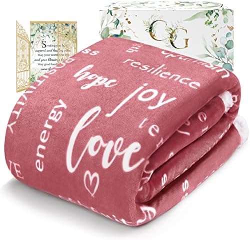  T Well Soon Gifts For Men Women Throw Blanket, Inspirational Gift Blankets For Women, Sympathy Gifts Care Hug Healing Blanket, Breast Cancer Gifts For Women Patients, Chemo Care Package - Pink
