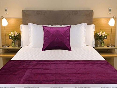  Quilted Bed Runner - Purple Plum Bed Scarf Long Side Runner Throw King/Queen/Twin Size With Decorative Cushion Cover Polyester 20" Wide X 102" Long (50 Cm X 300 Cm)
