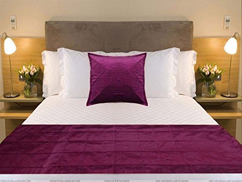  Quilted Bed Runner - Purple Plum Bed Scarf Long Side Runner Throw King/Queen/Twin Size With Decorative Cushion Cover Polyester 20" Wide X 102" Long (50 Cm X 300 Cm)