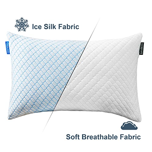  Cooling Bed Pillows For Sleeping 2 Pack Shredded Memory Foam Pillows - Adjustable Pillows Standard Size Set Of 2 For Side Back Sleepers - Luxury Extra Comfy Gel Pillows With Washable Removable Cover