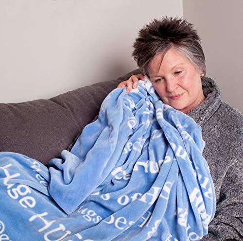  “Hugs” Plush Throw Blanket- Inspired Gift Ideas For The Entire Family, Comfort Gifts, Blue