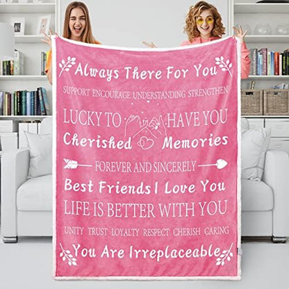  Best Friend Birthday Gifts For Women Unique Female Friendship Gifts For Bestie Fleece Throw Blanket 50"x60" (Seablue)