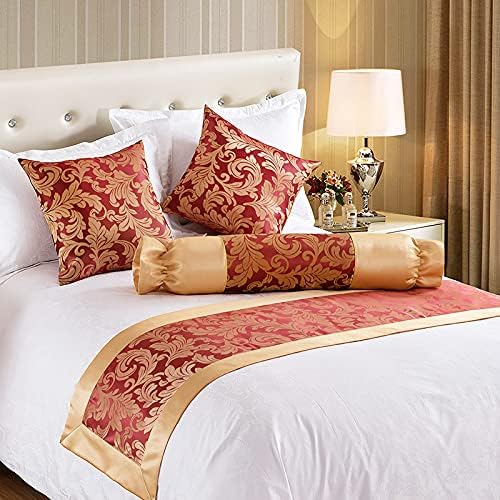  QFWMCW Modern Bed Runner Scarf Satin Jacquard Bed Runners & Scarves Hotel Decoration Bedspread With Pillow Bed Scarf For Foot Of Bed King