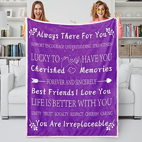  Best Friend Birthday Gifts For Women Unique Female Friendship Gifts For Bestie Fleece Throw Blanket 50"x60" (Seablue)
