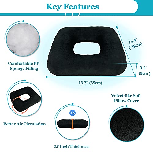  Donut Pillow For Tailbone Pain Relief Seat Cushion Hemorrhoid Pillow Postpartum Pregnancy Butt Pillows For Sitting Bed Sore Pressure Ulcer Cushion Post Surgery Orthopedic Seat Chair Cushion With Hole
